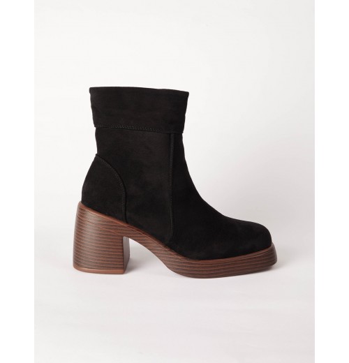 Cuffed Suede Chunky Heel Boots Cuffed Suede Chunky Heel Boots