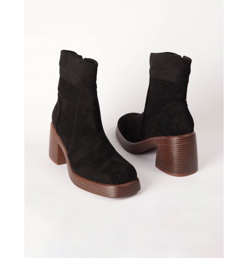 Cuffed Suede Chunky Heel Boots Cuffed Suede Chunky Heel Boots