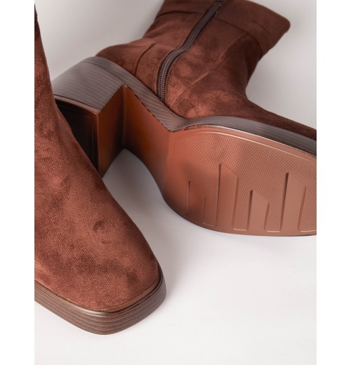 Cuffed Suede Chunky Heel Boots Cuffed Suede Chunky Heel Boots
