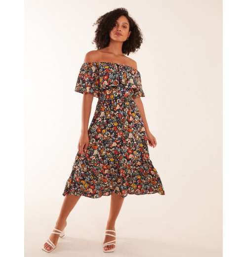 Bardot Ruffle Midi Dress Bardot Ruffle Midi Dress