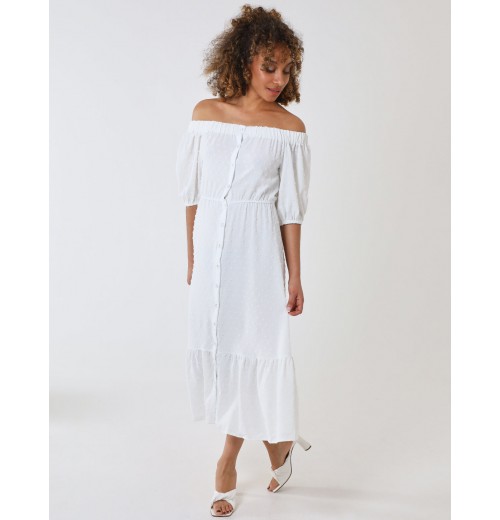 Bardot Button Through Midi Dress Bardot Button Through Midi Dress