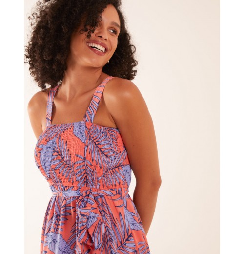 Sheared Bust Midi Dress With Straps