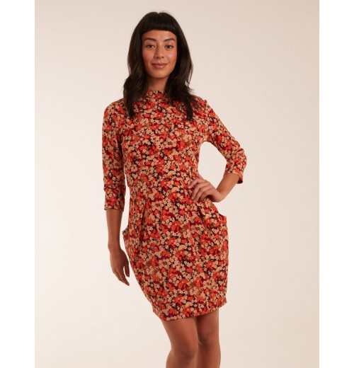 High Neck 3/4 Sleeve Dress With Belt High Neck 3/4 Sleeve Dress With Belt