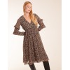 V Neck Frill Sleeve Wrap Midi Dress V Neck Frill Sleeve Wrap Midi Dress