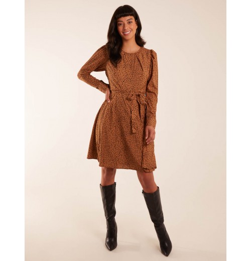 Leopard Print Round Neck Skater Mini Dress Leopard Print Round Neck Skater Mini Dress