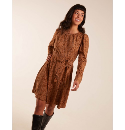Leopard Print Round Neck Skater Mini Dress Leopard Print Round Neck Skater Mini Dress