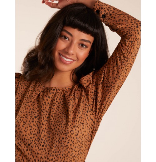 Leopard Print Round Neck Skater Mini Dress Leopard Print Round Neck Skater Mini Dress