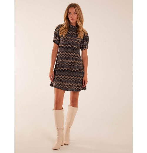 Zig Zag Printed Smock Mini Dress Zig Zag Printed Smock Mini Dress
