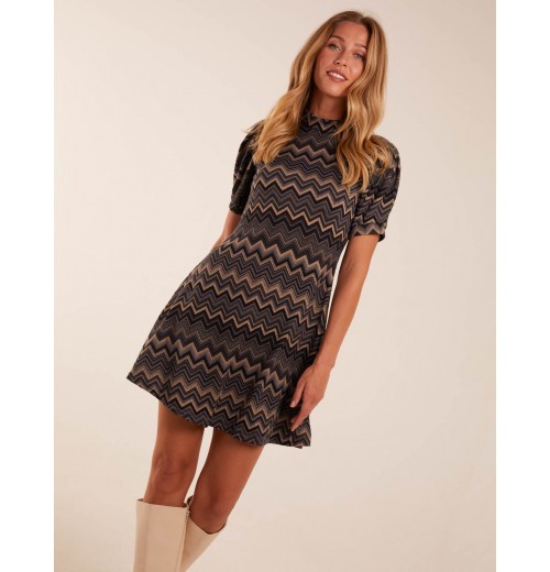 Zig Zag Printed Smock Mini Dress Zig Zag Printed Smock Mini Dress