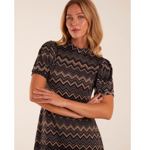 Zig Zag Printed Smock Mini Dress Zig Zag Printed Smock Mini Dress