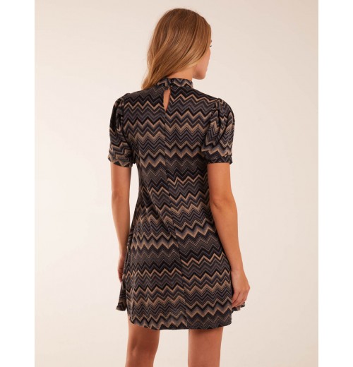 Zig Zag Printed Smock Mini Dress Zig Zag Printed Smock Mini Dress