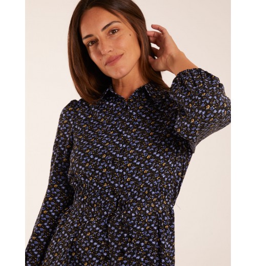 Ruched Shoulder Mini Shirt Dress Ruched Shoulder Mini Shirt Dress