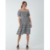 Puff Sleeve Bardot Shirred Dress Puff Sleeve Bardot Shirred Dress