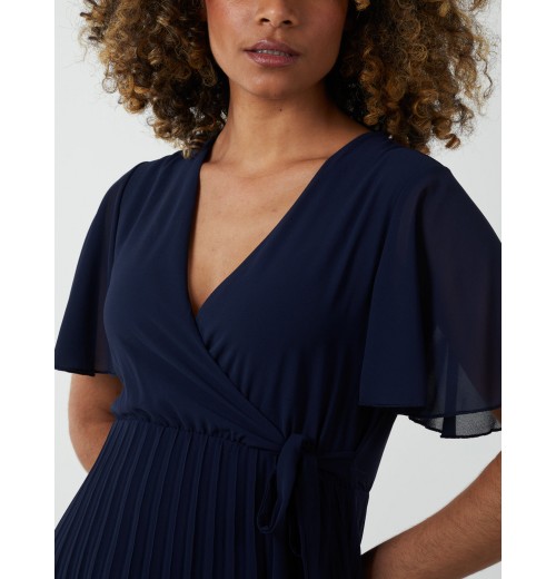 Wrap Tie Pleated Crossover Dress Wrap Tie Pleated Crossover Dress