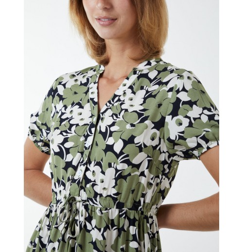 Asymmetric Hem Notch Collar Dress Asymmetric Hem Notch Collar Dress