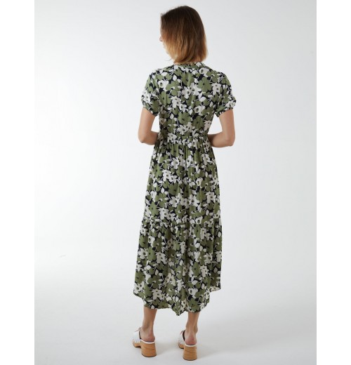 Asymmetric Hem Notch Collar Dress Asymmetric Hem Notch Collar Dress