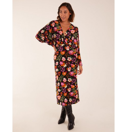 Wrap Batwing Midi Dress With Side Split Wrap Batwing Midi Dress With Side Split