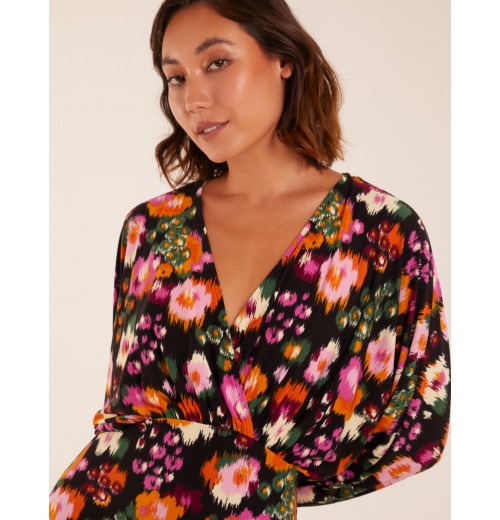 Wrap Batwing Midi Dress With Side Split Wrap Batwing Midi Dress With Side Split