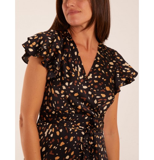 Wrap Mini Dress With Angel Sleeves Wrap Mini Dress With Angel Sleeves