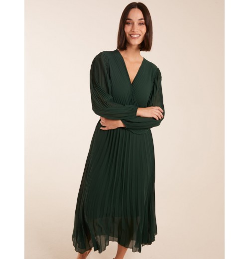 Wrap Front Pleated Midi Dress Wrap Front Pleated Midi Dress