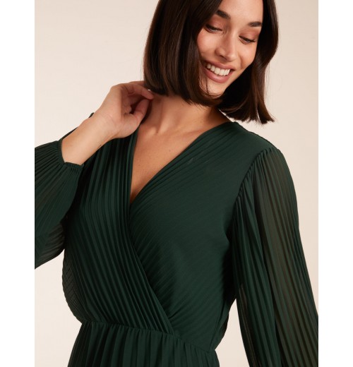 Wrap Front Pleated Midi Dress Wrap Front Pleated Midi Dress