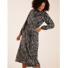 Abstract Animal Print High Neck Blouson Midi Dress Abstract Animal Print High Neck Blouson Midi Dress