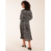 Abstract Animal Print High Neck Blouson Midi Dress Abstract Animal Print High Neck Blouson Midi Dress