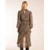 Leopard Print High Neck Wrap Frill Hem Midi Dress